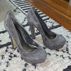 Genuine suede gray platform heels